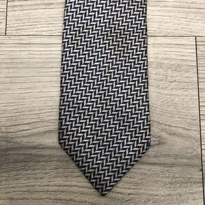 Enzo Bella Black Silver Standard Tie 100% Silk Classic Diagonal Geometric